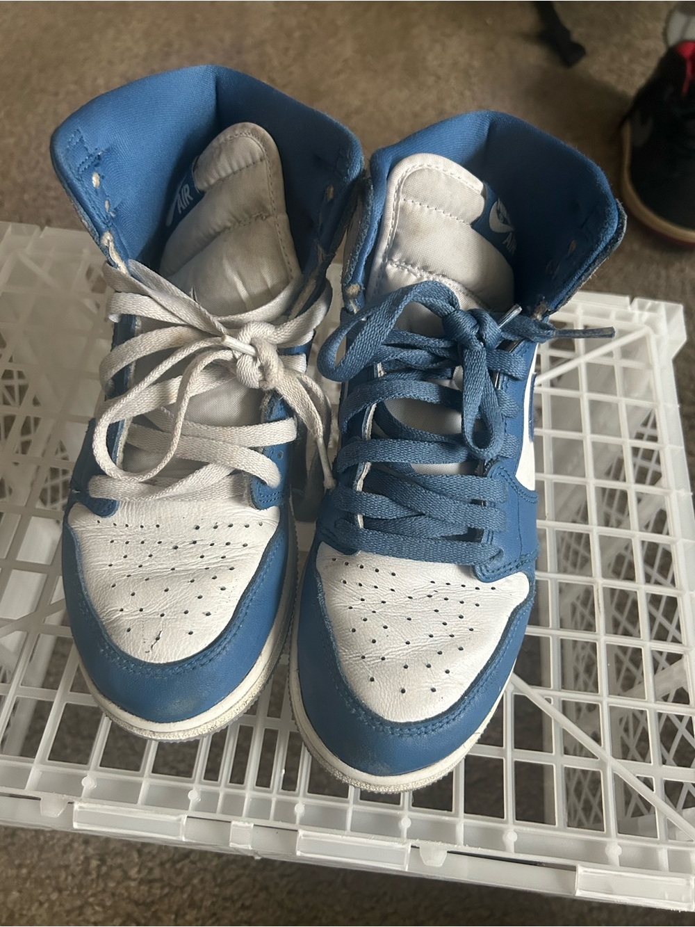 Jordan Kids White and Blue High-Top Sneakers